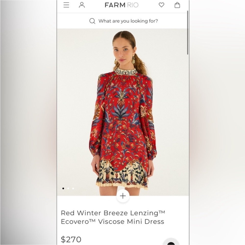 Farm Rio: Red Winter Breeze Lenzing Viscose Mini Dress - Picture 7 of 13